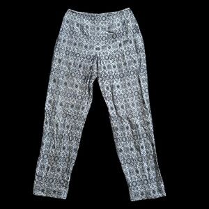 Vintage Ann Taylor Silk Gray Jacquard Patterned Trousers Lined Mod Retro size 2